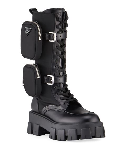 botte prada|Prada combat boots with pouches.